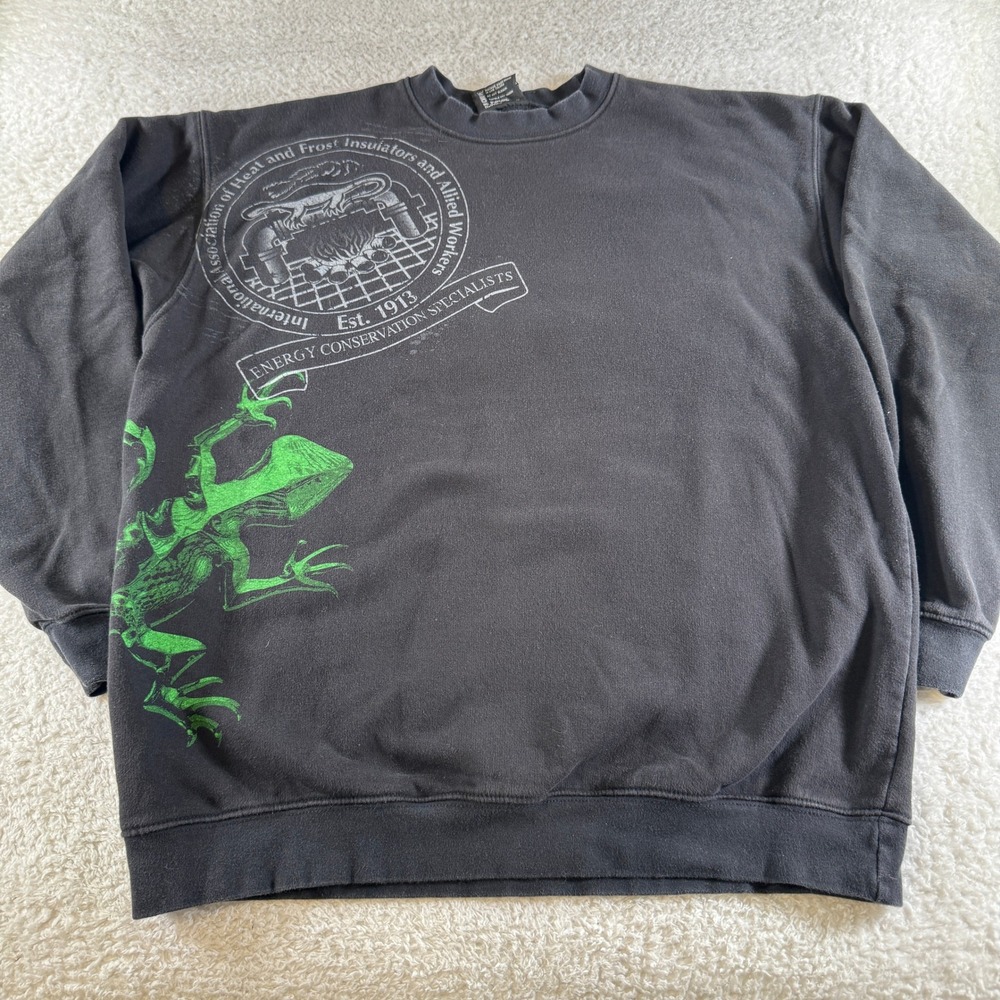 Vintage Double Sided AOP Crewneck Sweatshirt Insulators Lizard Black Men Large